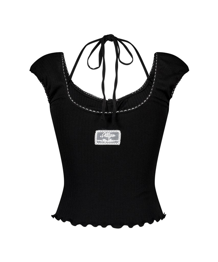 ILLIGO Button Halter Sleeveless Black