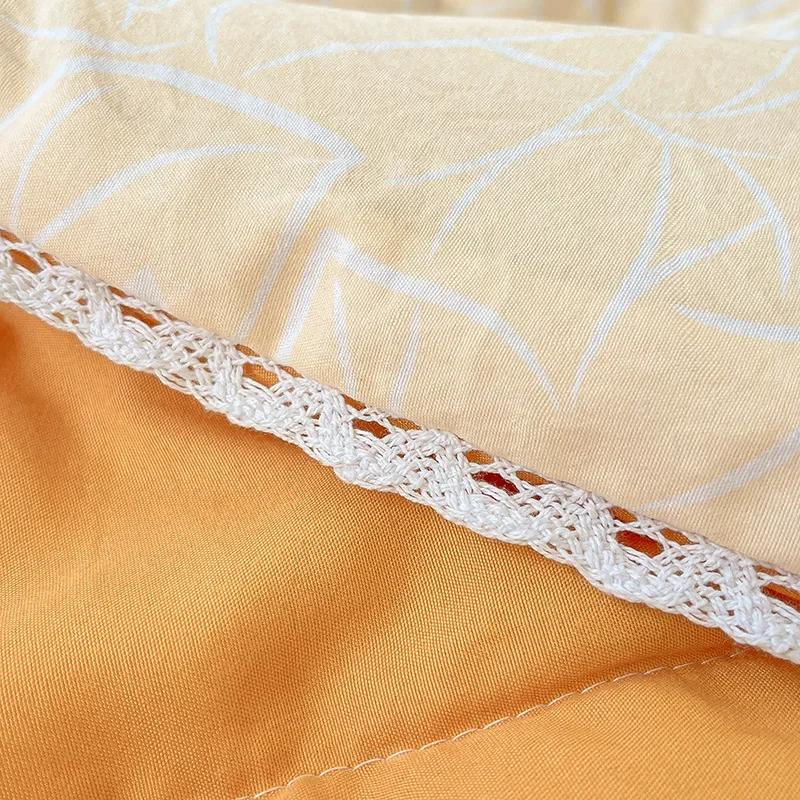 Orange Summer Quilts Washable Lace Kids Adult Single Double Queen Size Bed Thin Comforter Cute Cartoon Blanket for Girft