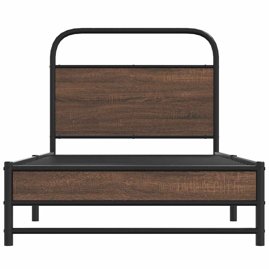 Bed Frame without Mattress 100 x 190 cm Brown Oak Effect