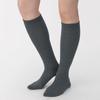 MUJI Knee Socks with Soft Openings Elastic Made of Recycled Charcoal Sizes Women's Right-Angle (No Cuffs) Cotton, DAH09A5A, Gray, 23-25cm