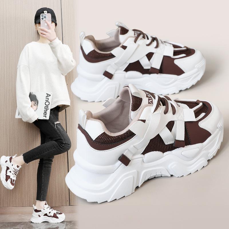 ZYCK-6 new 2025 sports shoes leather surface heightening shoes women's shoes color matching platform student fashion Korean version tide