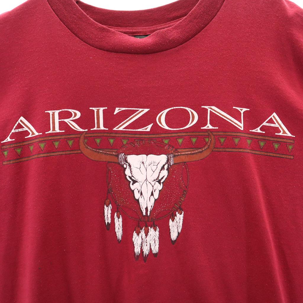 Lata 90. Wyprodukowany w USA Stary T-shirt z krótkim rękawem z czaszką bizona rdzennych Amerykanów ARIZONA Męski Używany