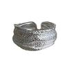 Simple Silver Band Ring Adjustable Open Ring Minimalist Handmade Wide Band Ring Couple Jewelry for Men Women