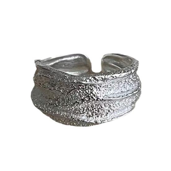 Simple Silver Band Ring Adjustable Open Ring Minimalist Handmade Wide Band Ring Couple Jewelry for Men Women