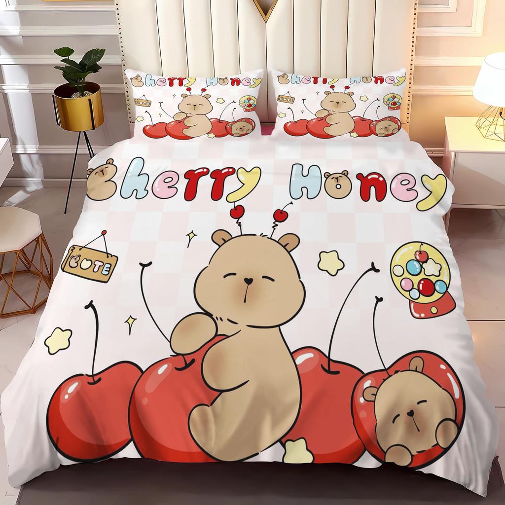 CapybaraAnime Home Bedroom Comforte Nordic polyester material suitable for children and adults 3-piece set