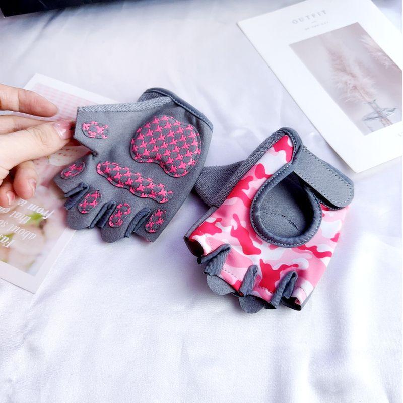 

Kids Cycling Fitness Sports Cycling Roller Skating Half Finger Gloves Breathable Men and Women Rock Climbing Spring and Summer Outdoor Thin Camouflage powder L