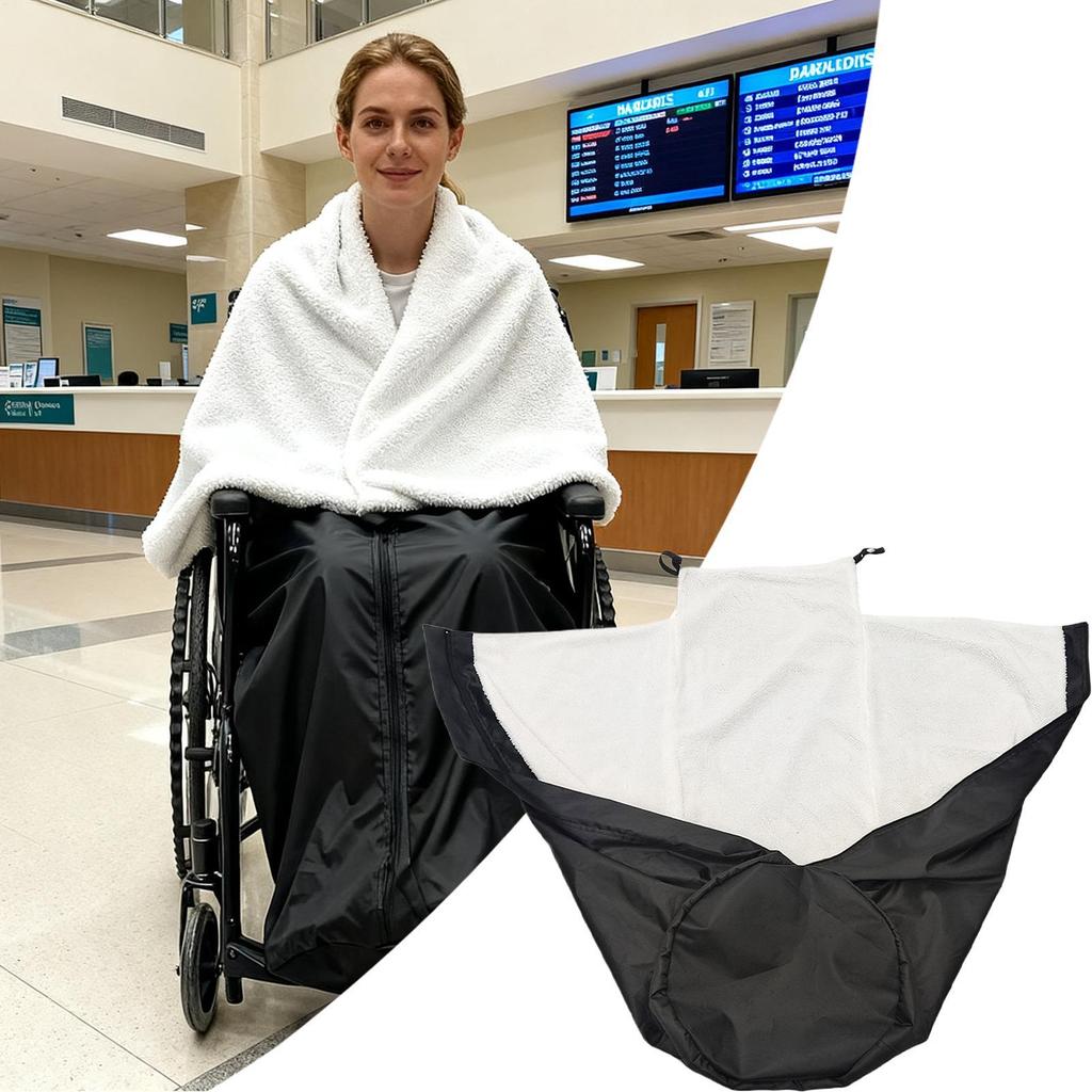 Wheelchair Blanket Windproof Lower Body Fleece Lined Pocket Cover Wheelchair Knee Blanket Coat For Women Men Senior Elderly
