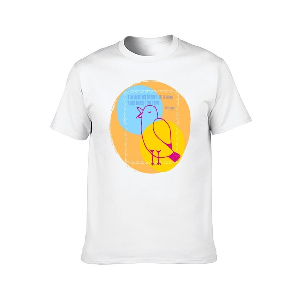 Bird Singing Maya Angelou quote TShirt t shirts for man pack cotton mens graphic t shirts TShirt