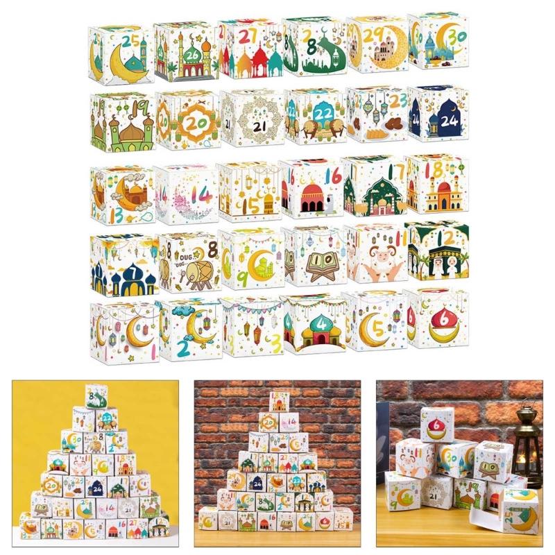 30Pcs Eid Countdown Treat Boxes Countdown Candy Boxes Party Treat Box Candy Cookie Boxes for Parties Supplies