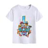 Paw Patrols Letter AZ TShirt White Cartoon Chase Skye Short Sleeve Tops Cute Rubble Zuma Summer Casual Clothes Birthday Gifts