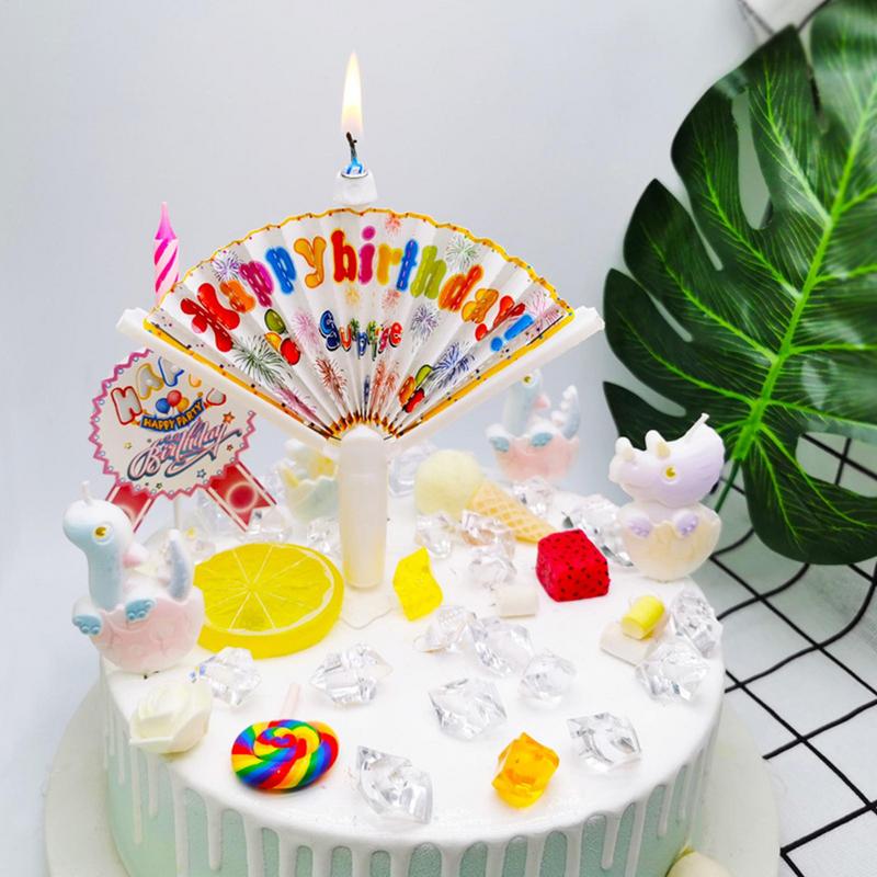new Fan-shaped Birthday Cake Candle Cupcake Candles Wishing Candle funny party birthday happy cake candle decorations