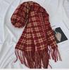 2024 Winter Women's Plaid Scarf: Korean Retro Style, Warm Imitation Cashmere Shawl for Students and Couples