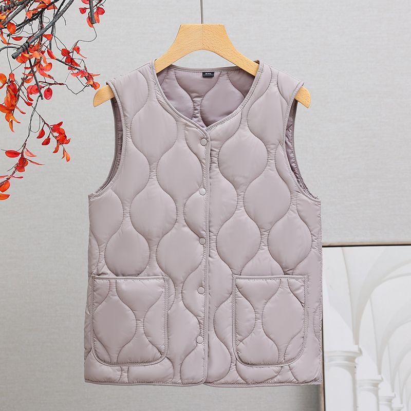 Mom Spring Autumn Winter Vest Jacket Loose Down Cotton Vest Vest Shoulder Elderly Female Grandma Warm Cotton Vest