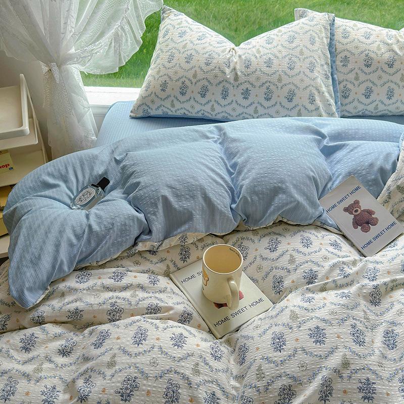 

Весенне-летний комплект из четырех предметов класса А для беременных и младенцев из стиранного хлопка для общежития, чисто хлопковое односпальное покрывало, шапка на кровать, постельное белье 2.0m Sheet 4pc quilt 2*2.4m