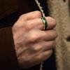 Men Domed Green Abalone Shell Inlay Rings Fashion 8MM Gold Color Stainless Steel Rings for Wedding Engagement Jewelry Gift