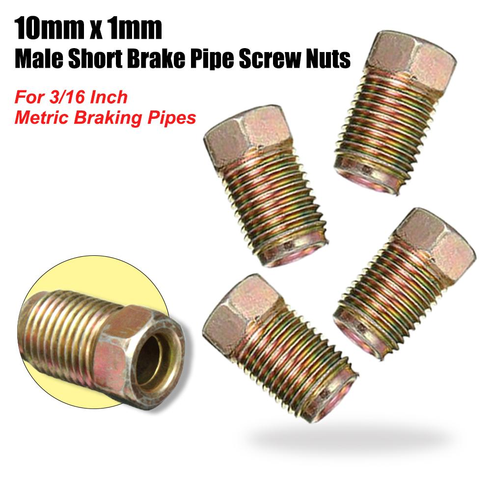 10/20Pcs / Set 10mm X 1mm Male Short Brake Pipe Screw Nuts For 3/16" Metric Pipe Durable Copper Nuts Bolts Male Brake Nuts