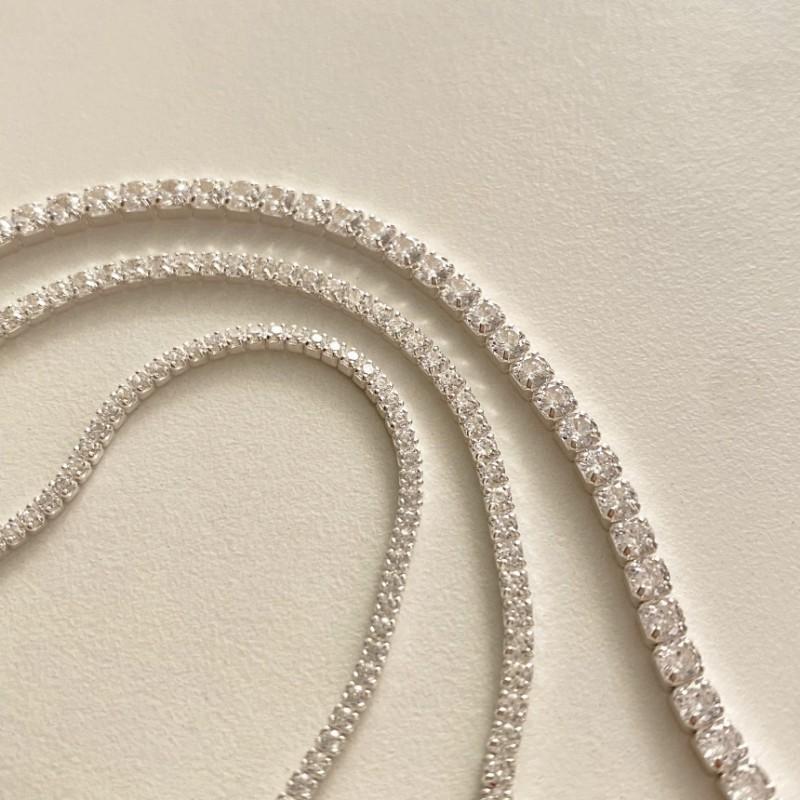 Sterling Geometric Bracelet Women Full Pave CZ Stones Four-Prong Setting Minimalist Elegant Stackable Jewelry