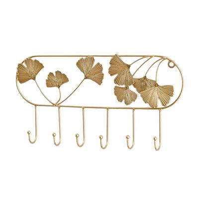 Creative Organizer Ginkgo Leaf Metal Coat Hooks Iron Art Golden Coat Hanger Nordic Style Heavy Duty Wall Hooks Entry Porch