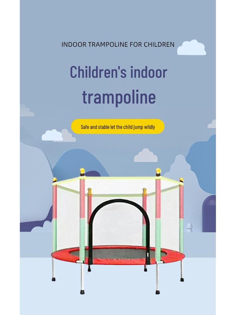 Kids' Indoor Safety Trampoline with Anti-Rollover and Anti-Pinch Features