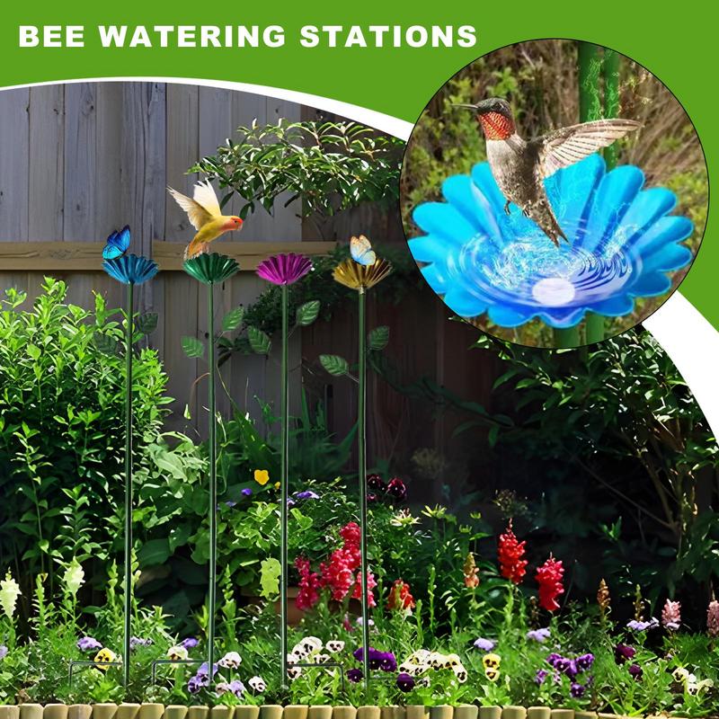 Bee Watering Cups Bee Drinking Cups For Garden Metal Butterfly Bath Watering Bowl With Flower Design For Thirsty Pollinators