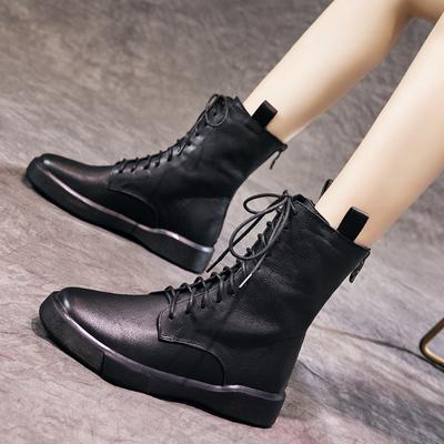 Leather Martin Boots Platform Casual Women's Boots 2025 Autumn and Winter Women's Shoes Versatile Zipper Boots Women's Short Boots