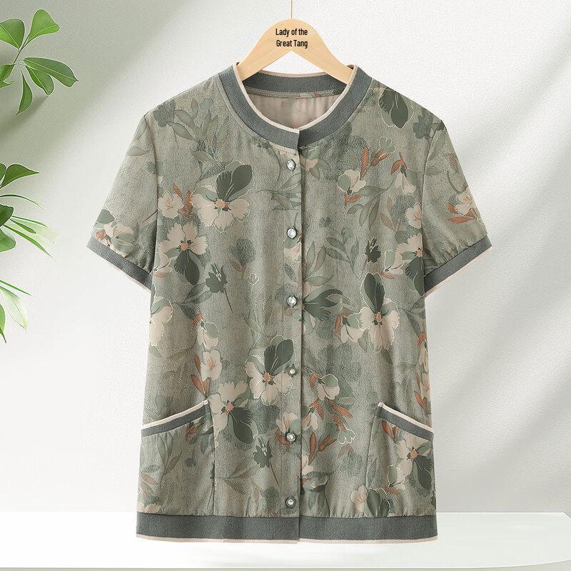 Elderly Women s Loose Fit Short Sleeve Summer Shirt 2XL