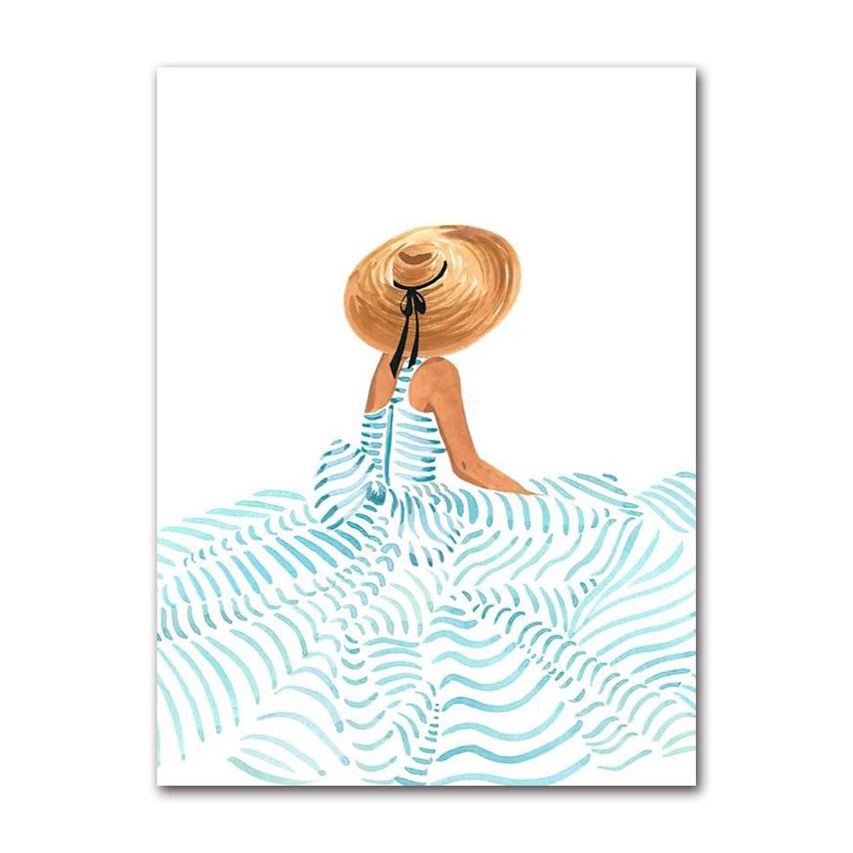 Abstract Wall Art Pool Party Fruit Plate Ladies Free Time Nordic Posters and Prints Oil Painting Living Room Decoration Pictures