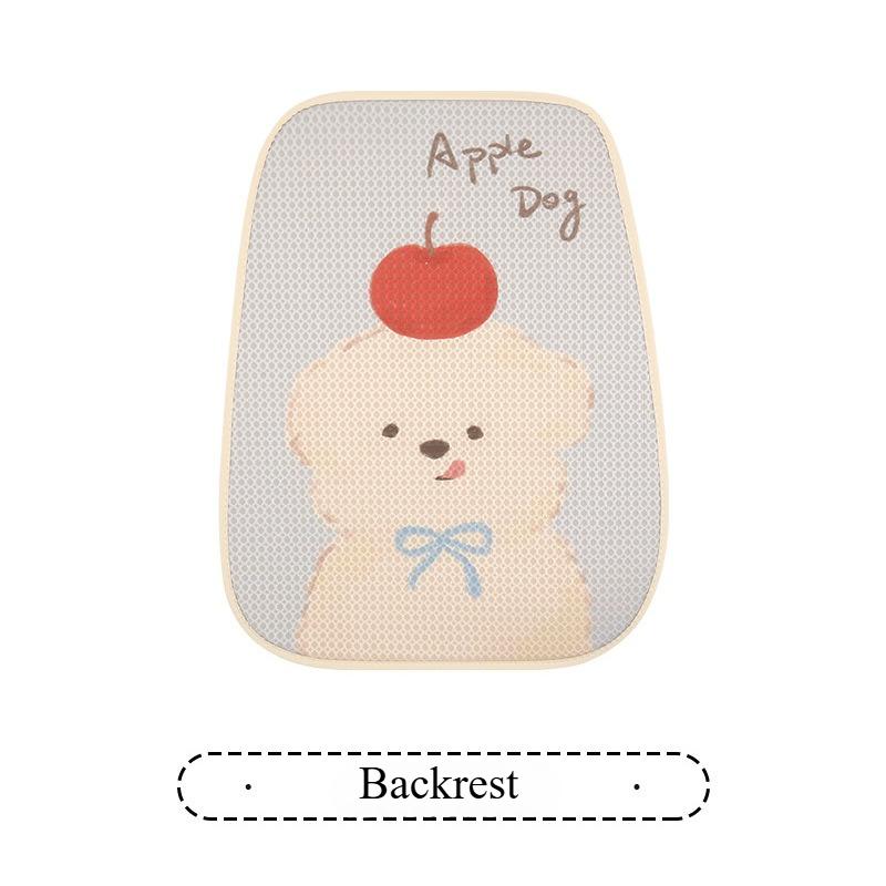 Cute Apple Dog Cartoon Women's Car Seat Cushion Universal Four Seasons Breathable Comfortable Seat Covers