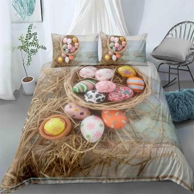 Copripiumino con Stampa di Uova di Pasqua Morbido Buona Pasqua Coniglio Cartone Animato Set Biancheria da Letto per Bambini Piccoli Twin King Queen Size Copripiumino in Microfibra