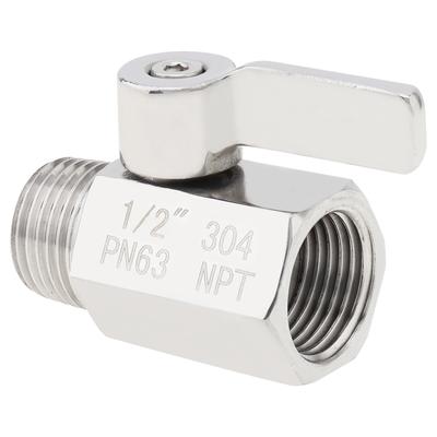 Vana cu bilă mini 1/2 inch filet NPT femelă x mascul, oțel inoxidabil 304, Vana de închidere, Valve de control al debitului pentru cap de duș / Țeavă / Baie