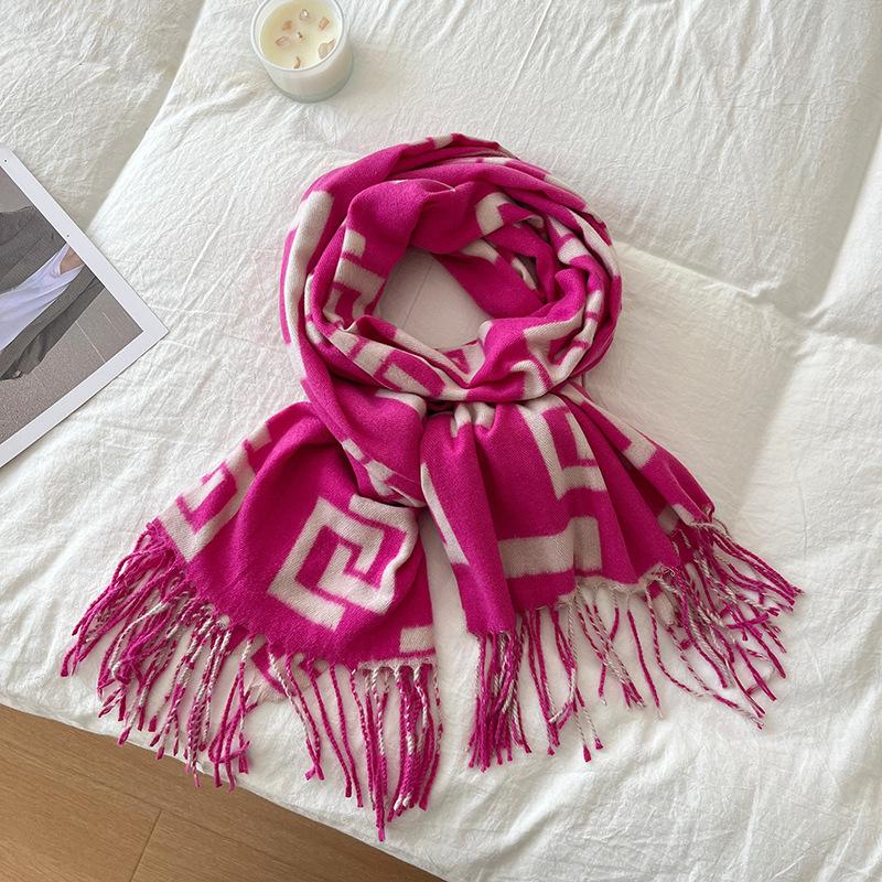 

2024 Новый индивидуальный геометрический шарф из искусственного кашемира для женщин 200x70cm