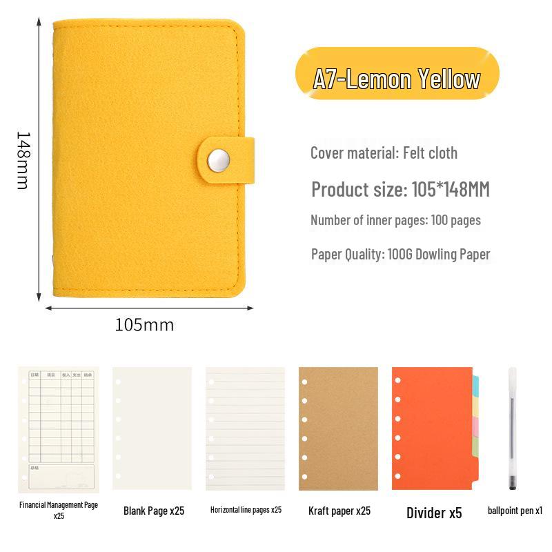 A7 Felt Pocket Book: Portable, Stylish Notebook for Girls – Grid, Blank, and Lined for Financial Management Diary.