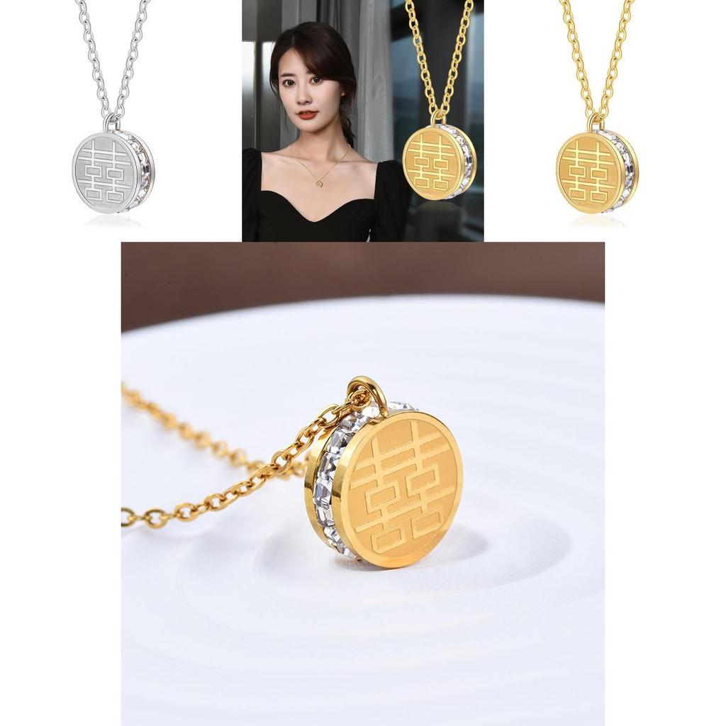 Elegant 2022 Chinese Style Double-sided Happiness Character Necklace For Women