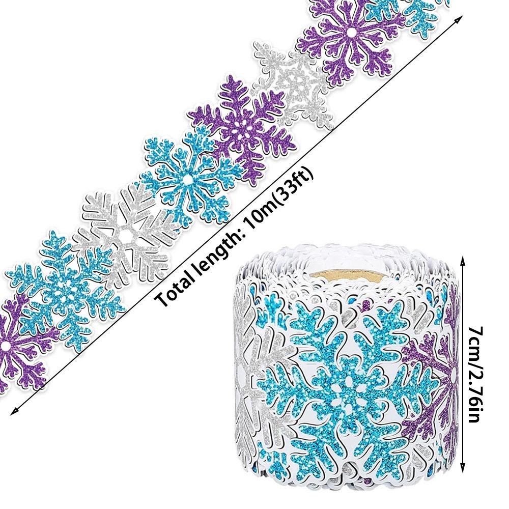 Christmas Candy Border Decorative Sticker Winter Snowflake Christmas Tree Poster Border Stickers Christmas Bells Self-Adhesive