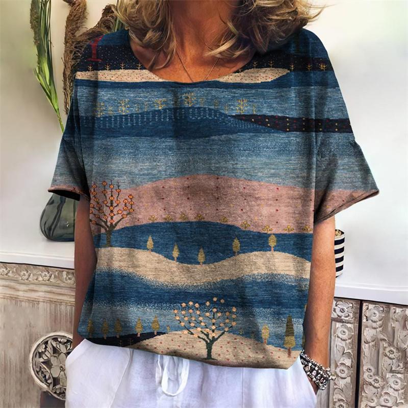 Lustiges Geometrie T-Shirt für Frauen Bunte 3D-gedruckte T-Shirts Sommer Übergroße Oberteile Kurze Ärmel Rundhals T-Shirts Streetwear