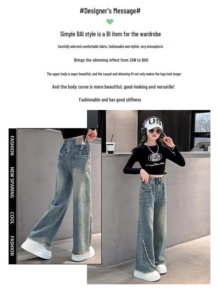 Herbst 2025 Mädchen Wide-Leg Jeans für 7-16 Jahre - Lockerer, Straight-Leg Schnitt