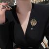 Decorative Brooch Women Sparkling Rhinestones Faux Pearl Phoenix Shape Lapel