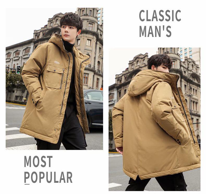 2025 Herren Mittellange Verdickte Warme Daunenjacke für Schüler und Oberstufenschüler