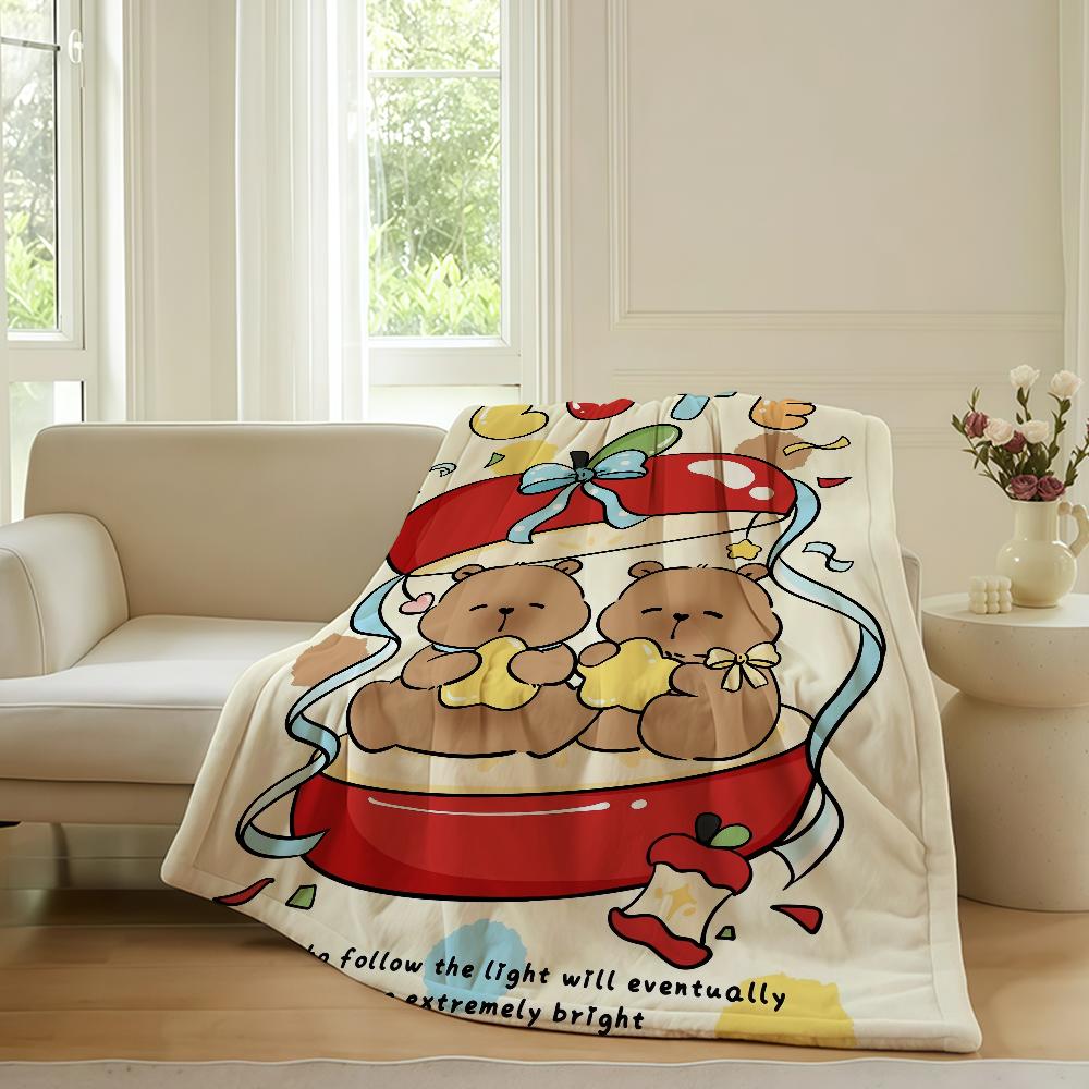Capybara Cute Cartoon Blanket Warm Soft Suitable For Bedroom Sofa Bed Living Room Office Travel Camping Gifts