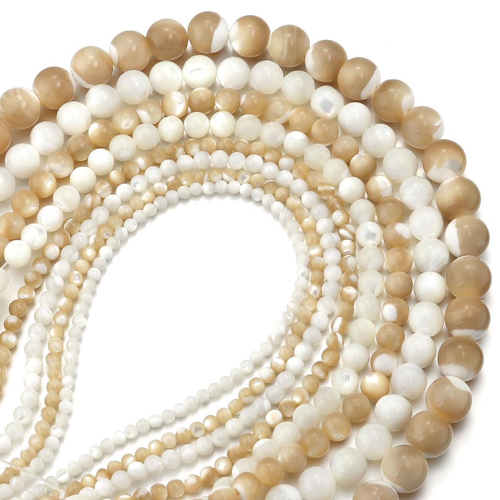 3 4 6 8 10mm Natural Shell Beads Mother of Pearl Trochus Shell Round Loose Beads For Jewelry Making DIY Necklace Accessories