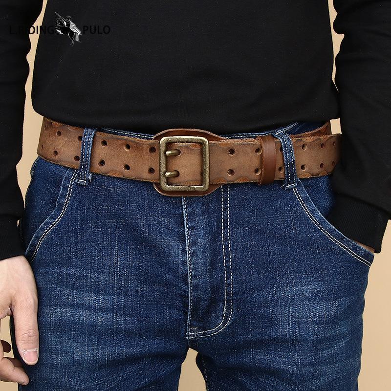 Retro Korean Version Trendy Personality Ins Anti-allergic Double Pin Buckle Belt Men's Fashion New Young People's Belt