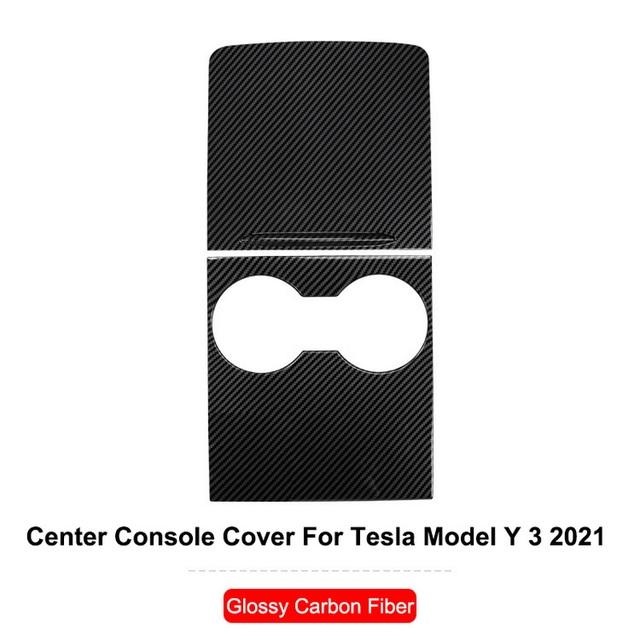 Ultra-thin Center Console Cover For Tesla Model Y 3 2023 Glossy Carbon Fiber Central Control Panel Trim Interior