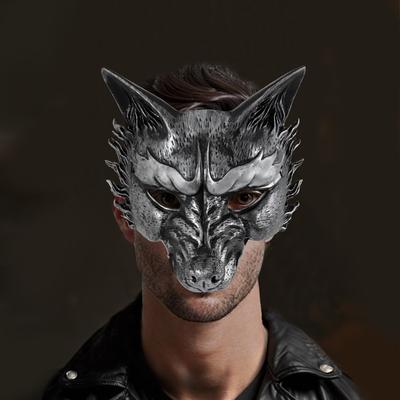 Half Face Masquerade Mask Wolf Cosplay Mask Retro Halloween Mask  Party