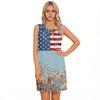 Sleeveless Independence Day Dress with Tearable Shoulder Design Post Surgery Dress for Women American Flag Print Summer Casual Dress