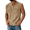 Men's Summer Fashion Distressed Denim Shirt. Men's Casual Sporty Sleeveless Button-down Vest.