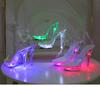 Fashion 2025 New 34-43 Sexy Super High Heel Shoes Luminous Slim Heel Platform Sandals Transparent Model Crystal Shoes Wedding Shoes