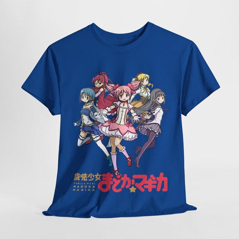 Puella Magi Madoka Magica Magical Girls T-Shirt, Unisex Anime Fan Streetwear Tee, 100% Cotton Casual Short Sleeve Top