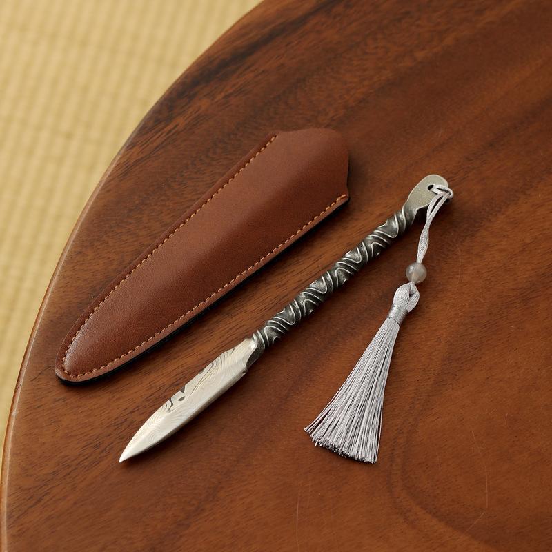 304 tea knife Damascus pattern handmade Pu'er tea needle pry tea tool tea cake tea cone tea set accessories