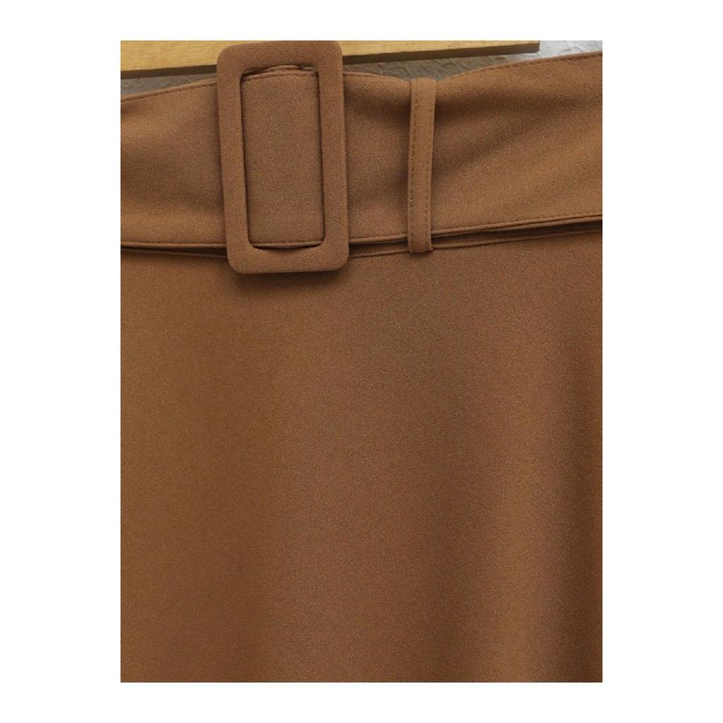 Thick Belted Loose Imported Crepe Skirt