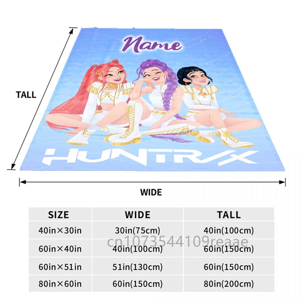 K-Pop Demon Hunters Huntrix Custom Name Blankets Living Room Sofa Christmas Bithday Gifts For Kids Soft Flannel Throw Blanket